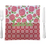 Roses Glass Square Lunch / Dinner Plate 9.5" (Personalized)