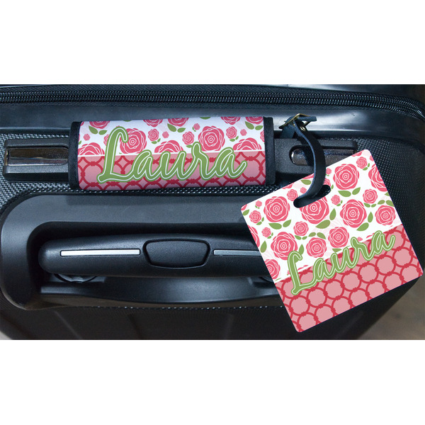Roses Square Luggage Tag & Handle Wrap - In Context