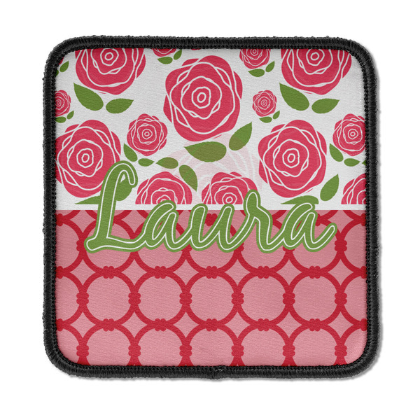 Custom Roses Iron On Square Patch w/ Name or Text