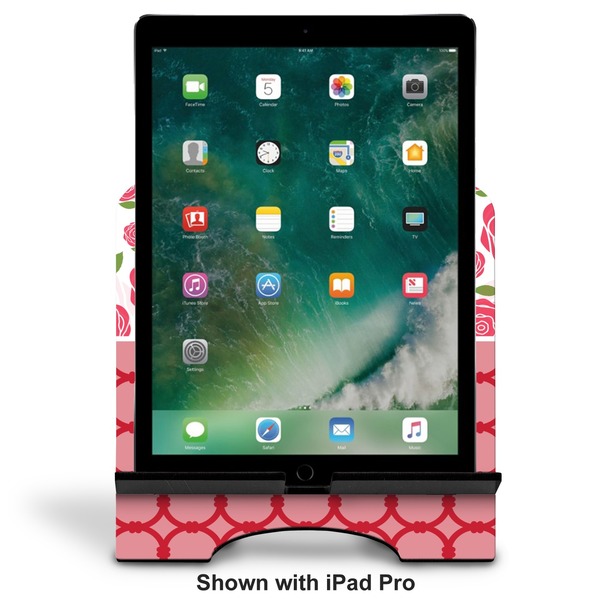 Roses Stylized Tablet Stand - Front with ipad