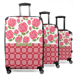 Roses 3 Piece Luggage Set - 20" Carry On, 24" Medium Checked, 28" Large Checked (Personalized)
