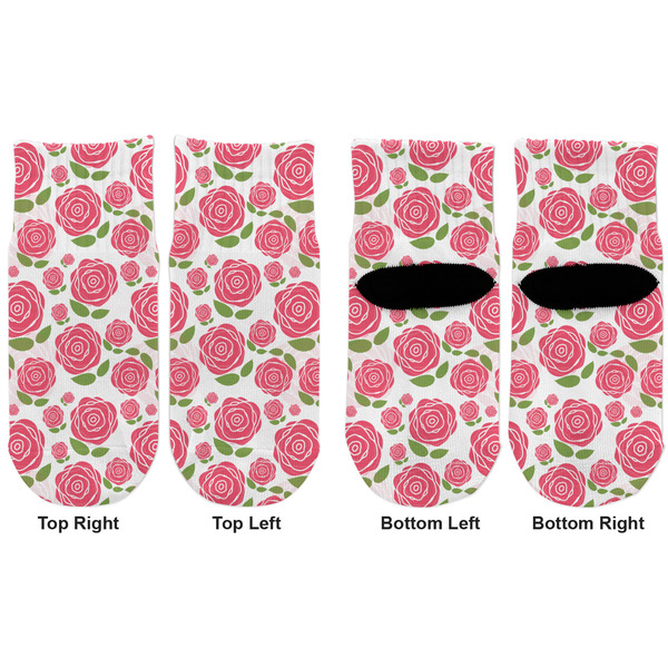 Roses Toddler Ankle Socks - Double Pair - Front and Back - Apvl