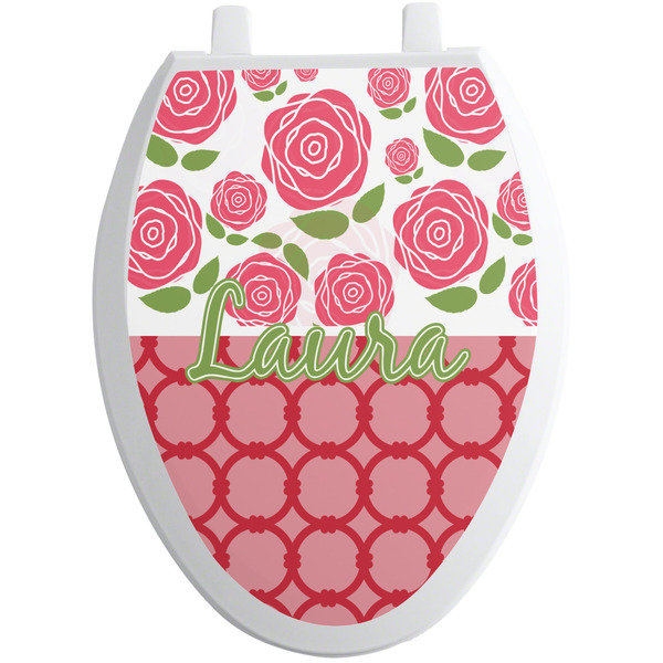 Custom Roses Toilet Seat Decal - Elongated (Personalized)
