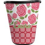 Roses Waste Basket - Single Sided (Black) (Personalized)