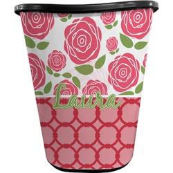 Roses Waste Basket - Single Sided (Black) (Personalized)