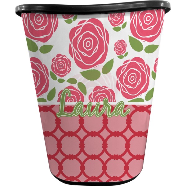 Roses Trash Can Black