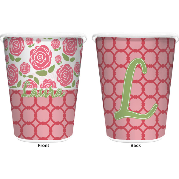 Roses Trash Can White - Front and Back - Apvl