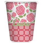 Roses Waste Basket - Single Sided (White) (Personalized)