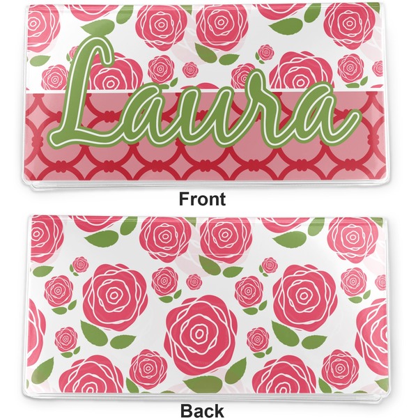 Roses Vinyl Check Book Cover - Front and Back