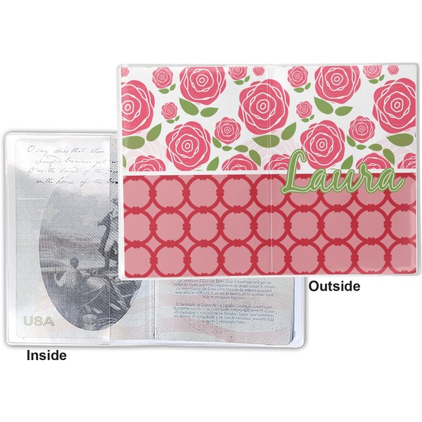 Roses Vinyl Passport Holder - Flat Front and Back