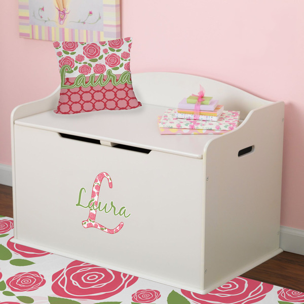 Roses Wall Name & Initial Small on Toy Chest