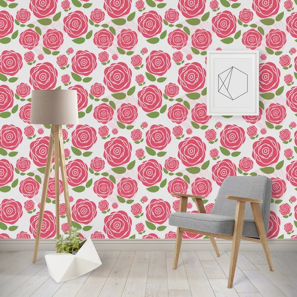 Custom Roses Wallpaper & Surface Covering (Peel & Stick - Repositionable)