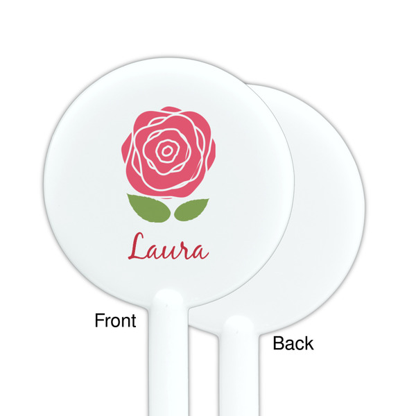 Roses White Plastic 5.5" Stir Stick - Single Sided - Round - Front & Back
