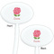 Roses White Plastic 7" Stir Stick - Double Sided - Oval - Front & Back