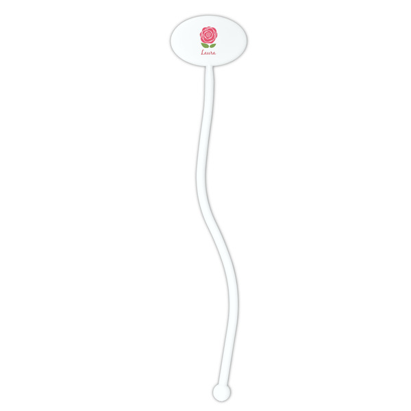 Roses White Plastic 7" Stir Stick - Oval - Single Stick