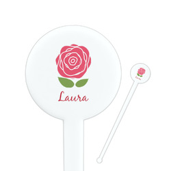 Roses 7" Round Plastic Stir Sticks - White - Double Sided (Personalized)