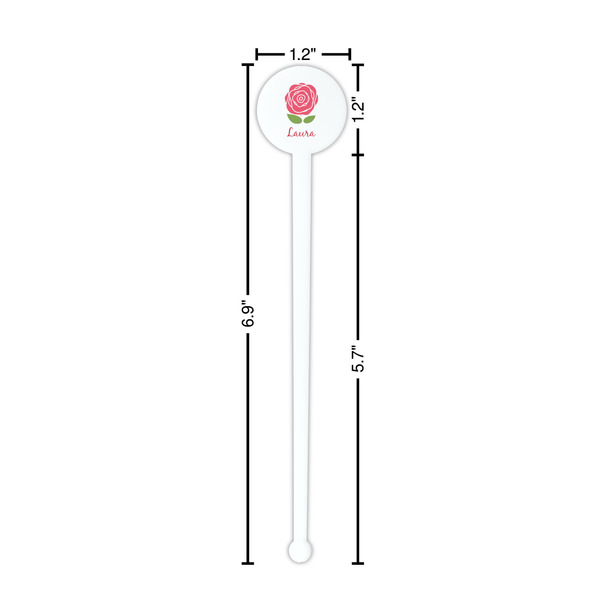 Roses White Plastic 7" Stir Stick - Round - Dimensions