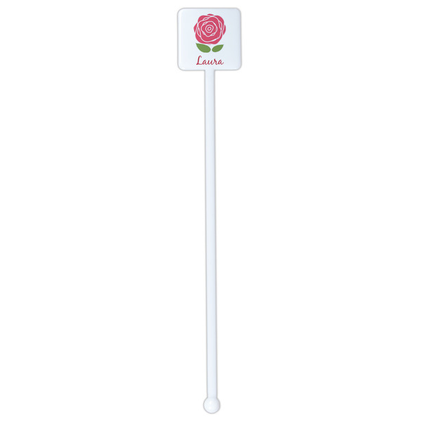 Roses White Plastic Stir Stick - Single Sided - Square - Single Stick