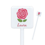 Roses Square Plastic Stir Sticks (Personalized)