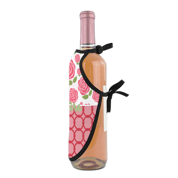 Roses Wine Bottle Apron - DETAIL WITH CLIP ON NECK