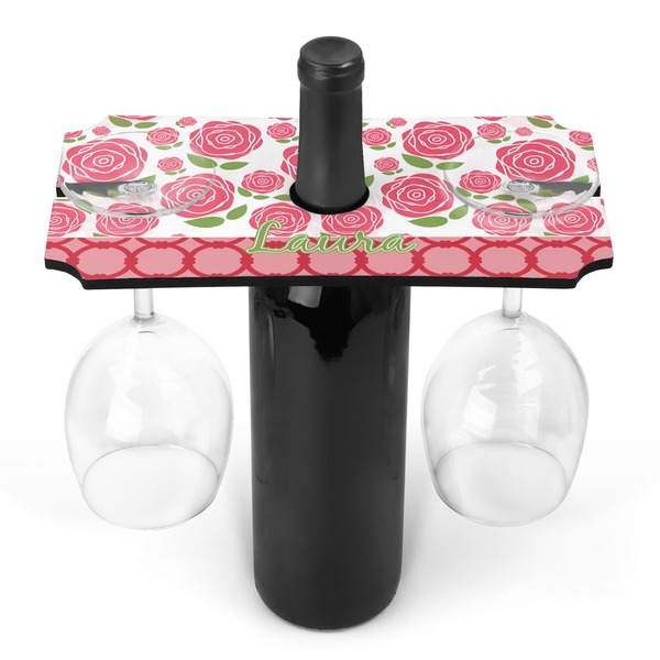 Custom Roses Wine Bottle & Glass Holder (Personalized)