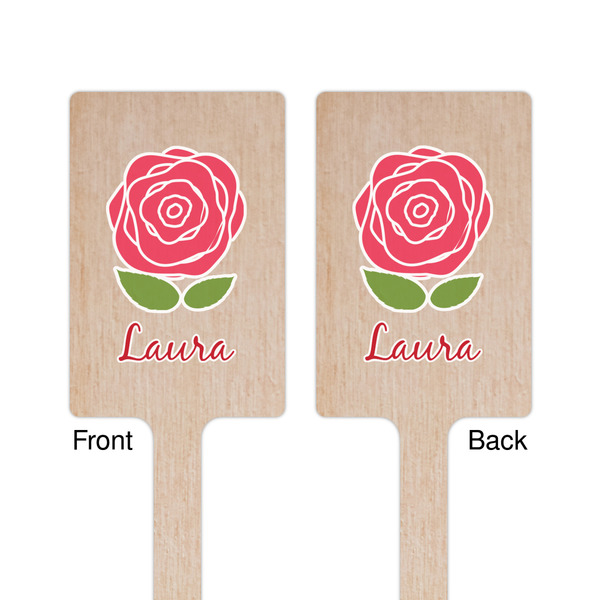 Roses Wooden 6.25" Stir Stick - Rectangular - Double Sided - Front & Back