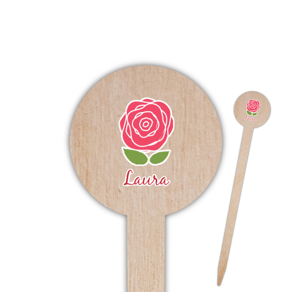 Custom Roses Round Wooden Food Picks (Personalized)