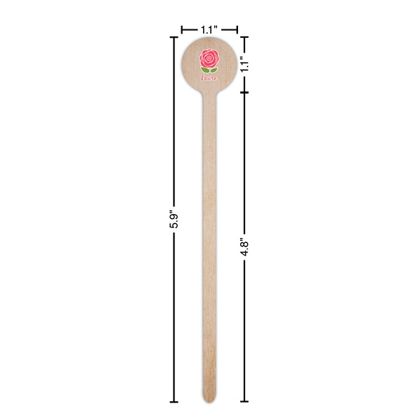 Roses Wooden 6" Stir Stick - Round - Dimensions
