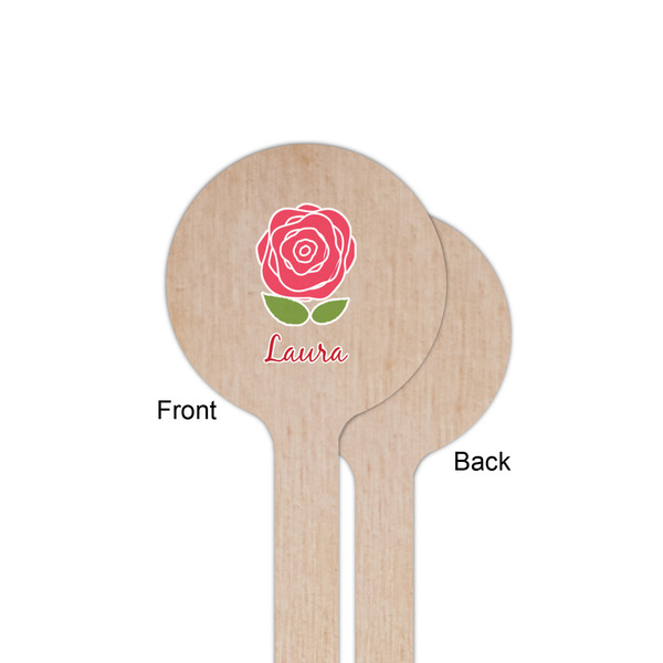 Roses Wooden 6" Stir Stick - Round - Single Sided - Front & Back