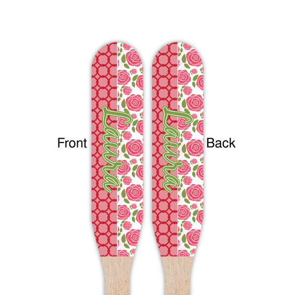 Roses Wooden Food Pick - Paddle - Double Sided - Front & Back
