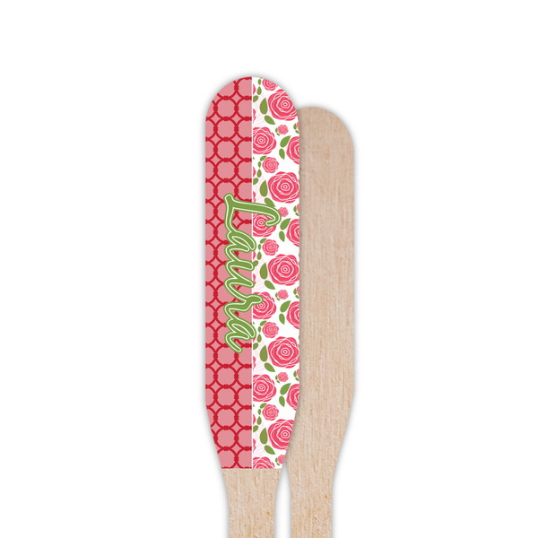 Roses Wooden Food Pick - Paddle - Single Sided - Front & Back