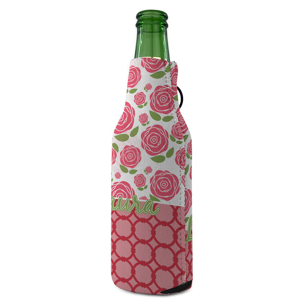 Roses Zipper Bottle Cooler - ANGLE (bottle)