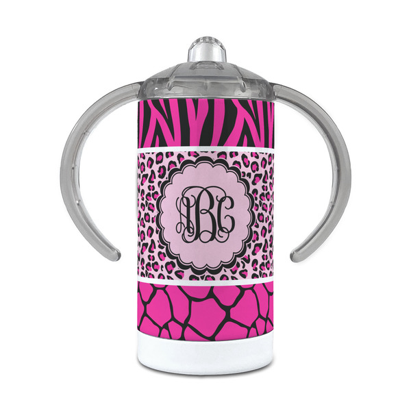Custom Triple Animal Print 12 oz Stainless Steel Sippy Cup (Personalized)