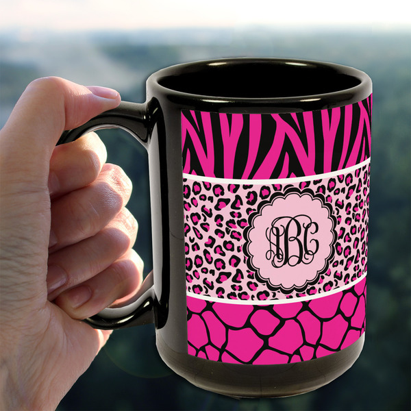 Triple Animal Print 15oz. Black Mug - LIFESTYLE
