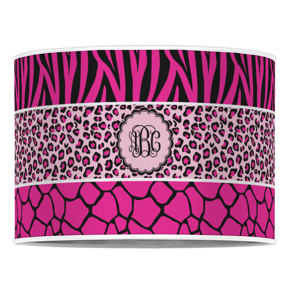 Triple Animal Print 16" Drum Lampshade - FRONT (Poly Film)