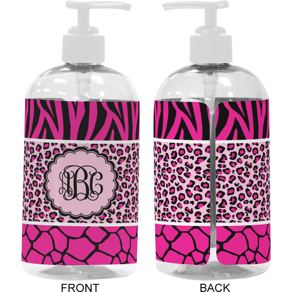 Triple Animal Print 16 oz Plastic Liquid Dispenser- Approval- White