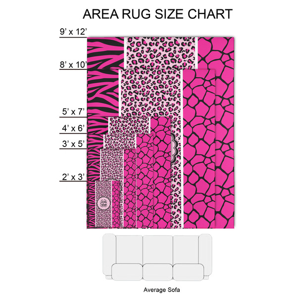Triple Animal Print 2'x3' Indoor Area Rugs - Size Chart