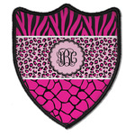 Triple Animal Print Iron On Shield Patch B w/ Monogram