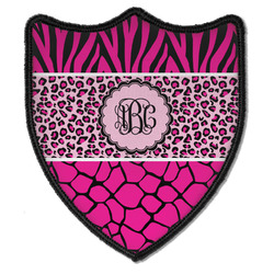 Triple Animal Print Iron On Shield Patch B w/ Monogram