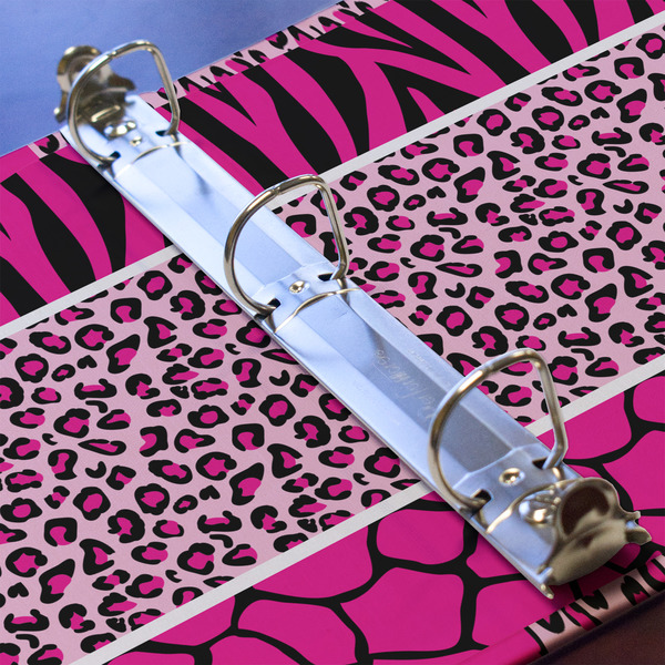 Triple Animal Print 3 Ring Binders - Full Wrap - 1" - DETAIL