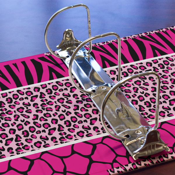 Triple Animal Print 3 Ring Binders - Full Wrap - 3" - DETAIL