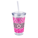 Triple Animal Print 16oz Double Wall Acrylic Tumbler with Lid & Straw - Full Print (Personalized)