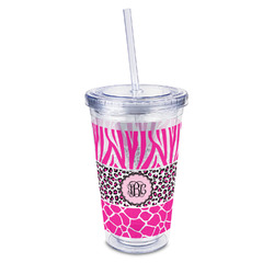 Triple Animal Print 16oz Double Wall Acrylic Tumbler with Lid & Straw - Full Print (Personalized)