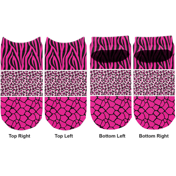 Triple Animal Print Adult Ankle Socks - Double Pair - Front and Back - Apvl