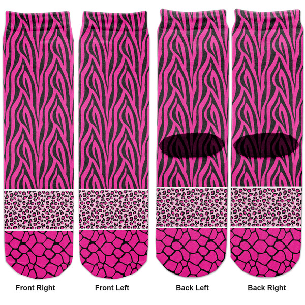 Triple Animal Print Adult Crew Socks - Double Pair - Front and Back - Apvl