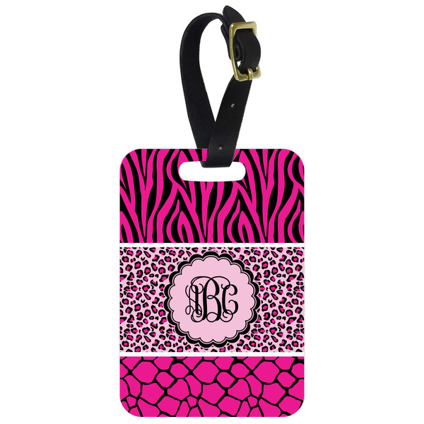 Custom Triple Animal Print Metal Luggage Tag w/ Monogram