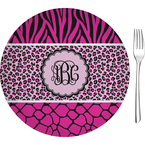 Custom Triple Animal Print 8" Glass Appetizer / Dessert Plates - Single or Set (Personalized)