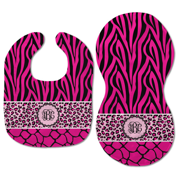 Triple Animal Print Baby Bib & Burp Set - Approval (new bib & burp)