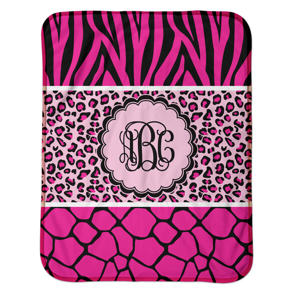 Triple Animal Print Baby Sherpa Blanket - Flat