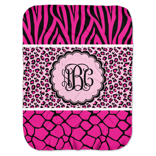 Custom Triple Animal Print Baby Swaddling Blanket (Personalized)